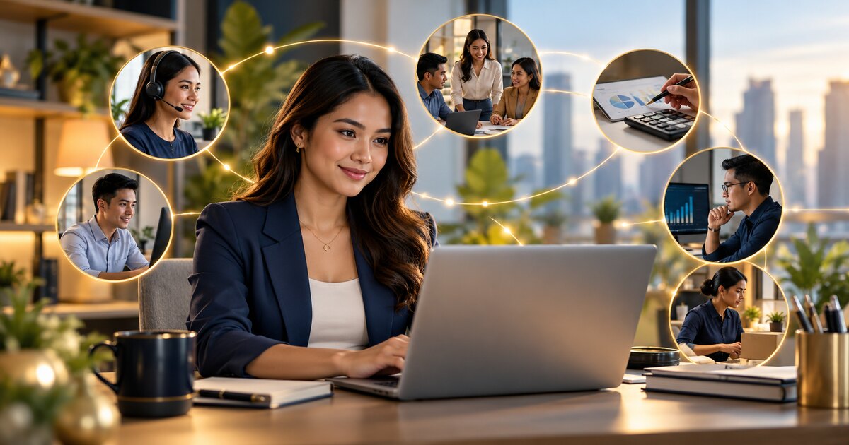 Filipino operations professional coordinating sales, staffing, finance, reporting, and service delivery support